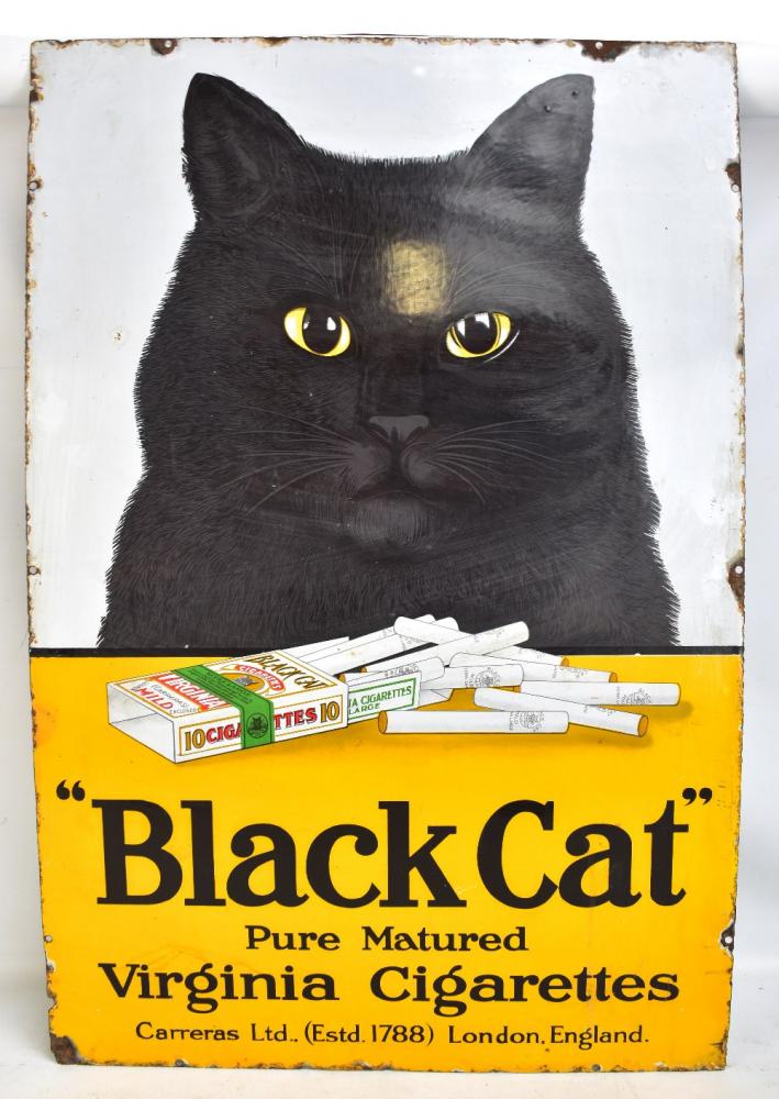 An original advertising enamelled sign Black Cat Pure Matured