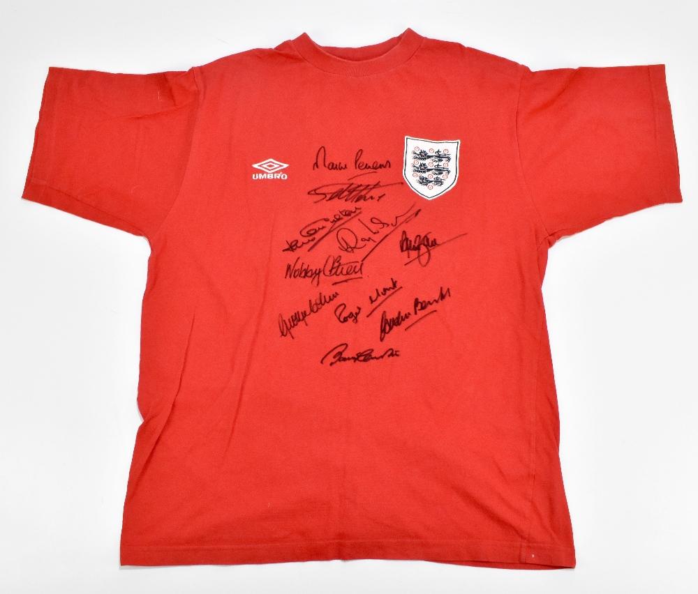 1966 ENGLAND WORLD CUP WINNERS; an Umbro retro-style cotton short ...