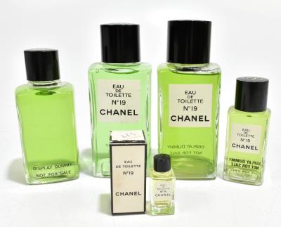 CHANEL NO.19 EAU DE TOILETTE; two vintage display dummy perfume