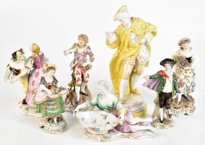 A Lladro porcelain figure group of a Pierrot dancing with a