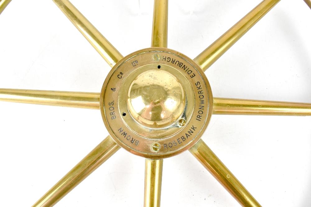 A Brown Brothers & Co Ltd of Rosebank Ironworks Edinburgh brass ship's  wheel, diameter 76cm. | Adam Partridge