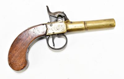 Lot 260 - A Belgian brass percussion pistol