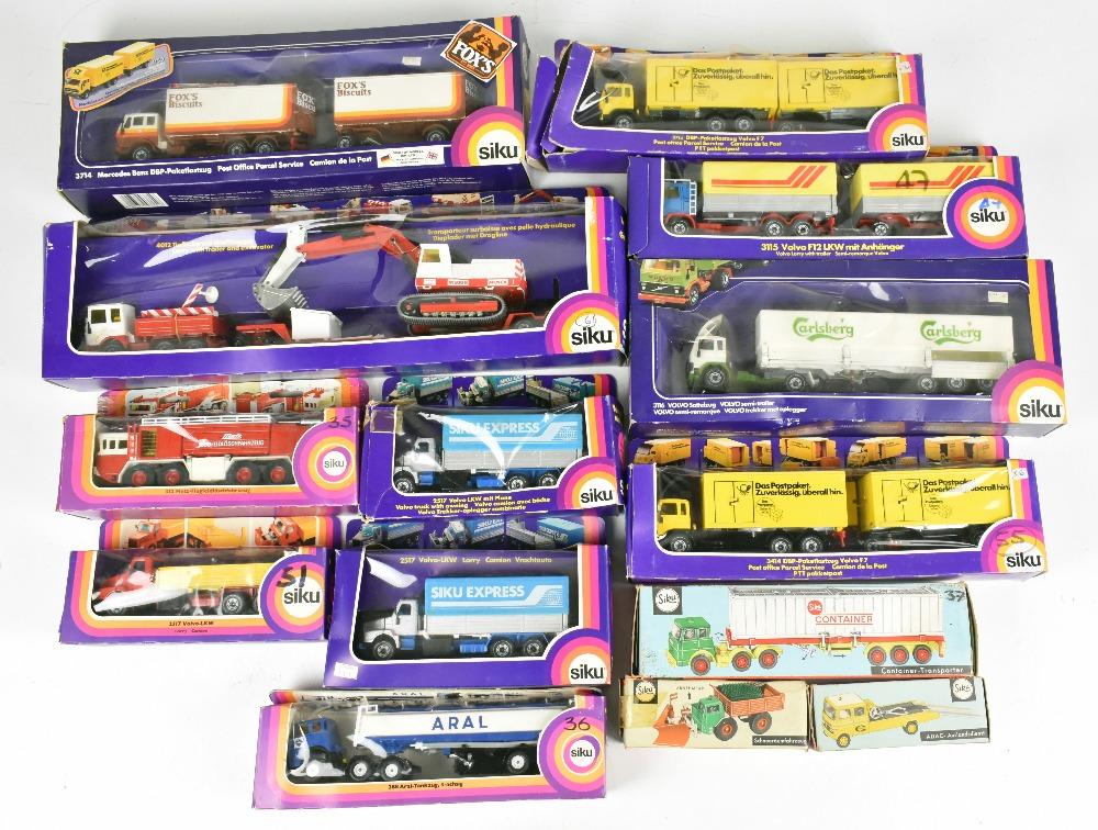 SIKU; fourteen boxed models including 3714 DBP-Paketlastzug