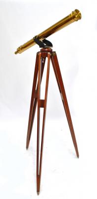 Lot - BRASS TELESCOPE ON TRIPOD 19th Century Telescope length