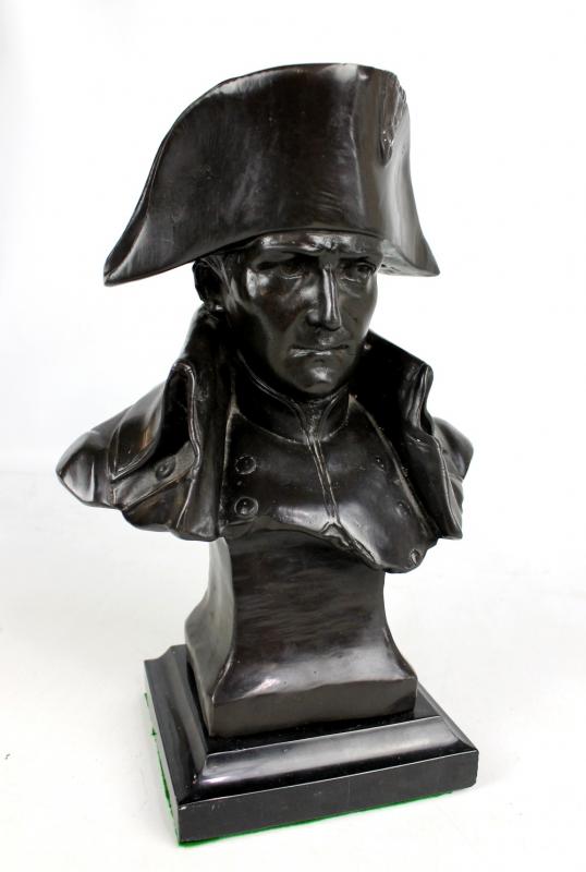AFTER LECOMTE, NAPOLEONIC INTEREST; a patinated bronze bust of Napoleon ...