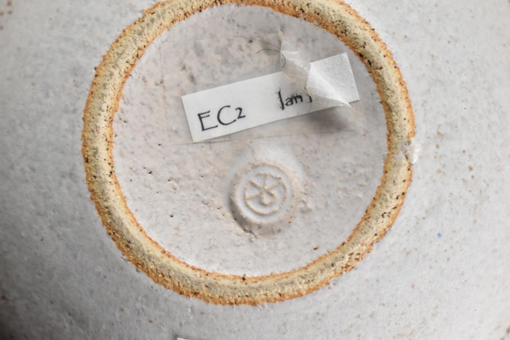 IAN PIRIE (19522022); an oval stoneware vessel covered in pale grey