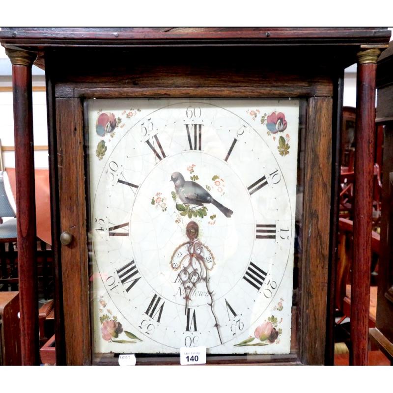 A late 18th century oak longcase clock, the painted dial set with ...