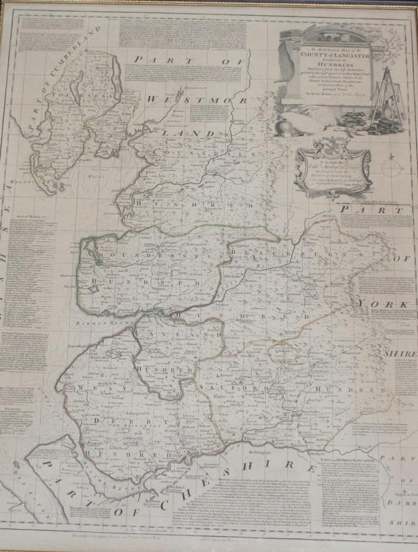 Emanuel Bowen An 18th Century Map Entitled An Accurate Map Of The County Of Lancaster Divided 
