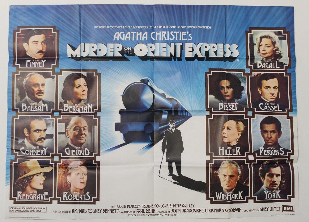 A quad poster for 'Murder on the Orient Express', 1974 starring Albert  Finney as Hercule Poirot, 30 x 40ins, approx 75 x 100cm. | Adam Partridge